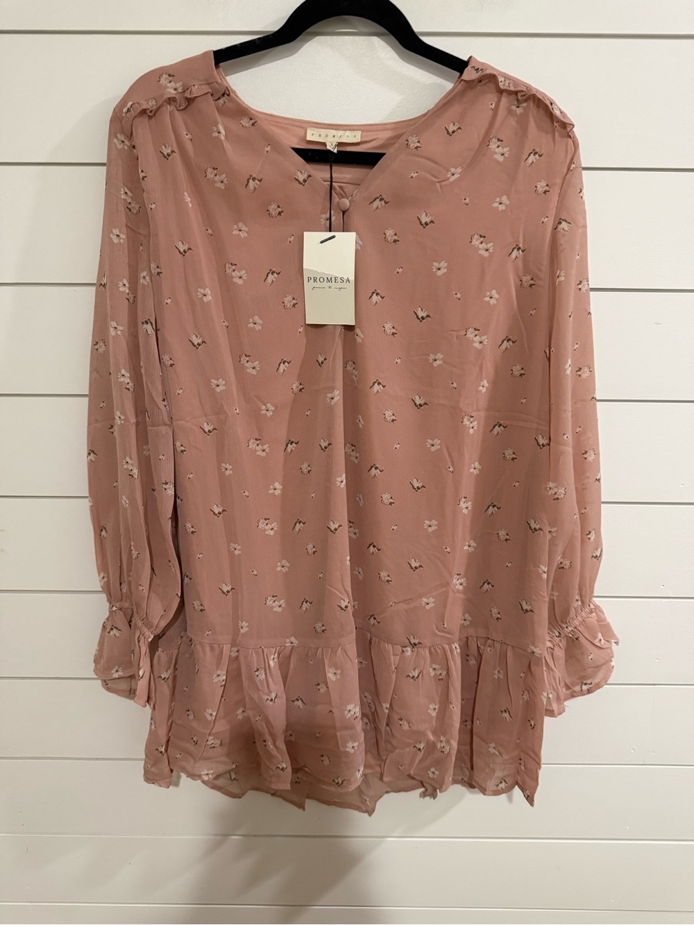 Promesa Rose Pink Floral Ruffle Hem tunic/ dress